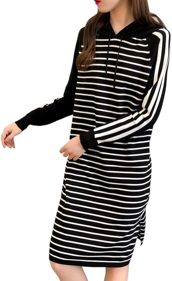 レディース ワンピース ニット ボーダー きれいめ かわいい 長袖 シルエット シンプル 復古 レジャー 通勤 通学 大きなサイズ ワンピース チュニック 通販 Amazon