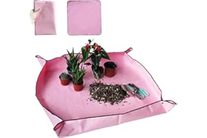 andergi Repotting Mat for Plants, Portable Transplanting and Potting Tray,Potting Soil Mess Control Waterproof Garden Mat,Gardening Gifts for women, Plant Lover (Pink 39.37''X 39.37'')