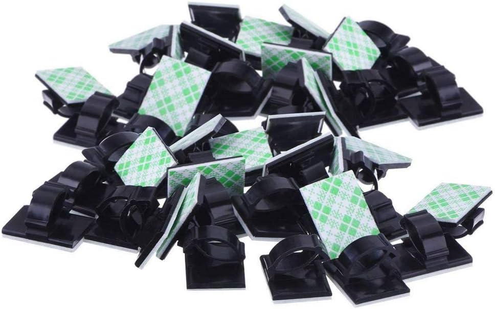 XHF Clips De Alambre Adhesivos De 3/4 Pulgadas, Color Blanco, 60 Unidades, Grapas De Cable Para Organizar Cables Al Aire Libre, Organizador De Cables Para Debajo Del Escritorio, Automóvil, Pared, TV