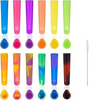 UOON Eisform, 12 Stück Silikon EIS am Stiel Formen Set, DIY Eislutscher Formen Wiederverwendbare Ice Pop Maker Formen für Kinder und Erwachsene, LFGB Geprüft und BPA Frei