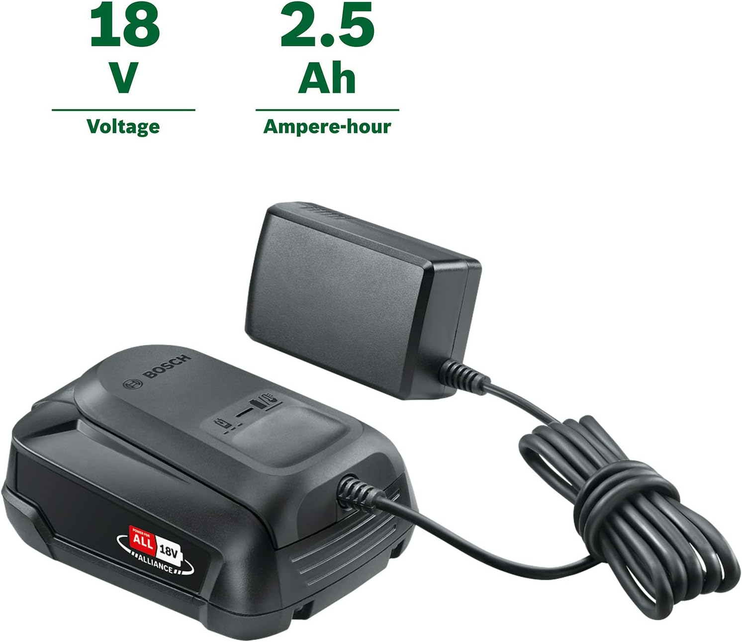 Bosch Battery and Charger Starter Set PBA 18V (18 Volt System, 2.5Ah Battery, Charger, in Carton Packaging) - Image 5