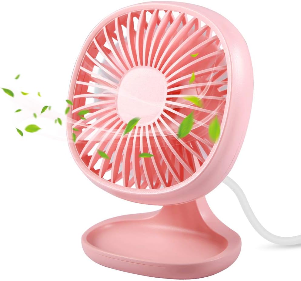 TekHome Small Desk Fan, Mini USB Fan, Quiet Fan for Home Office, Silent Fan for Kids Girls Women, 90° Adjustable, 4 Inch.
