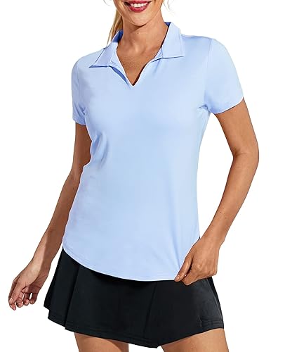 MIER Women's Golf Polo Shirts Collared V Neck UPF50+ Short Sleeve