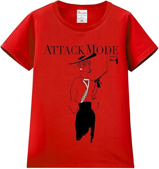 Amazon ノーブランド品 銃を持つ女性 レッド Mサイズメンズ半袖tシャツ Tシャツ カットソー 通販