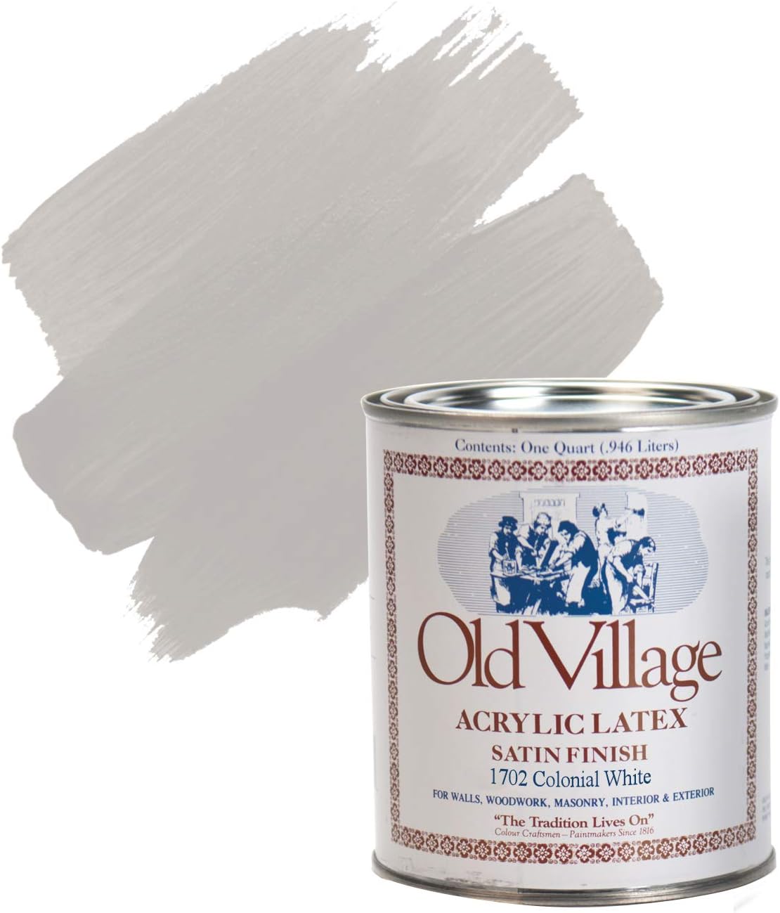 Oil Village 1702qt Acrylic Latex Paint Colonial White, 1 Quart