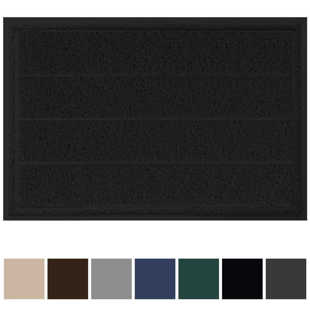 Gorilla Grip Original Durable Indoor Door Mat, 35x23, Large Size, Heavy Duty Doormats, Commercial Waterproof Stripe Doormat, Easy Clean, Low-Profile Mats for Entry, Garage, High Traffic Areas, Black