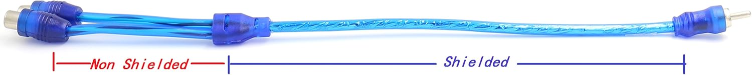 iExcell 2 Pcs Blue Male to 2 Female RCA Speaker Splitter Shielding Cable Adapter: Electronics