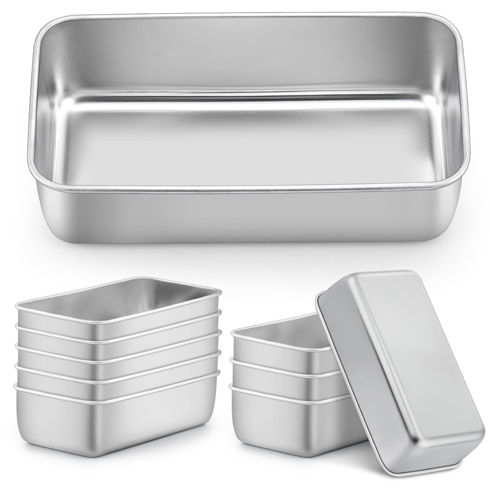 Photo 1 of LIANYU 10 Pack Loaf Pans for Baking Bread, 9 x 5 Inch Stainless Steel Bread Loaf Pans for Sourdough, Cake Brownies, Heavy Duty Loaf Tins for Oven, Dishwasher Safe