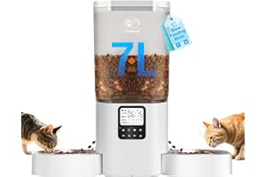 Frienhund Timed Automatic Cat Feeder 2 Cats with Slow Feed: Dual Automatic Dog Feeder with Information Visualization, Programmable Cat Food Dispenser for Multiple Pets,Detachable for Easy Clean-29 Cup