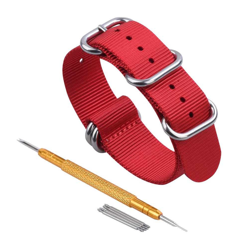 Randon 腕時計用バンド Natoストラップ 頑丈 弾道ナイロンストラップ ステンレススチール バックル 22mm レッド レッド 22mm B01ms8zpmd 時計バンド Www Canlanyhl Com