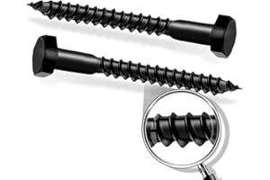 IPETRK 3/8" x 2-1/2" Lag Bolts, Stainless Steel Hex Head Lag Screws Heavy Duty, Black Metal Lag Bolts for Wood (15 pcs)