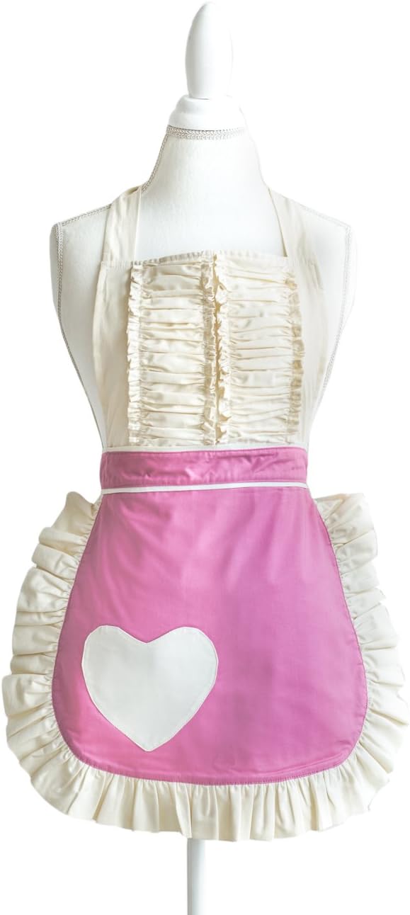 Sugar Baby Aprons 50s Style Vintage Darling Heart Apron in Bubblegum Pink One Size