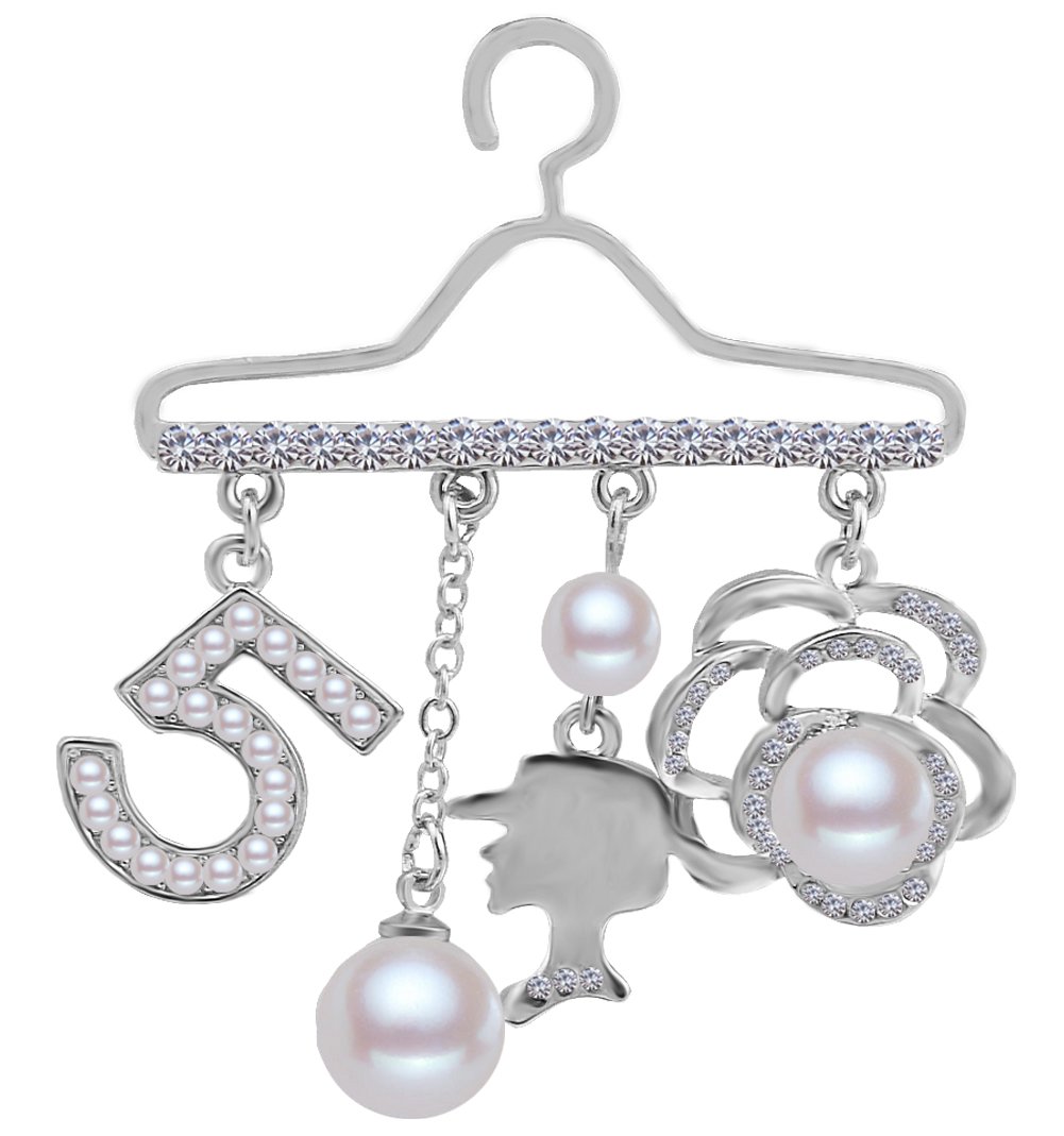 FENGJI Wedding Pear Brooches for Women Crystal Rhinestone Decoration Wear Brooch Pin Silver