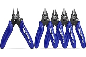 TOOLUTION 5 Pack 3.5" Wire Cutter for Jewelry Making - Small Flush Cut Pliers with Safty Lock- Electrical Wire Snips for Craf