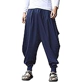 ONTTNO Men's Harem Pants Loose Stretchy Waist Casual Hippie Trousers