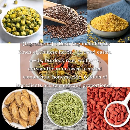 JINQI CHRYSANTHEMUM CASSIA SEEDS TEA HONEYSUCKLE, CHINESE WOLF-BERRY, SWEET-SCENTED OSMANTHUS, BURDOCK ROOT COMBINATION OF FLORAL TEA (200G, 8GX25BAGS)7.05OZ (1BOXES, 25BAGS)