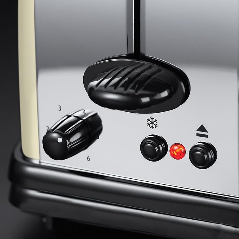 Grille Pain [Fente longue 2 Toasts/ 1 Tranche baguette] Colour+ Crème (extra large, 6 Niveaux de Brunissage rapide, Surélévation, Décongèle & Réchauffe, 1000W) Toaster 21395-56