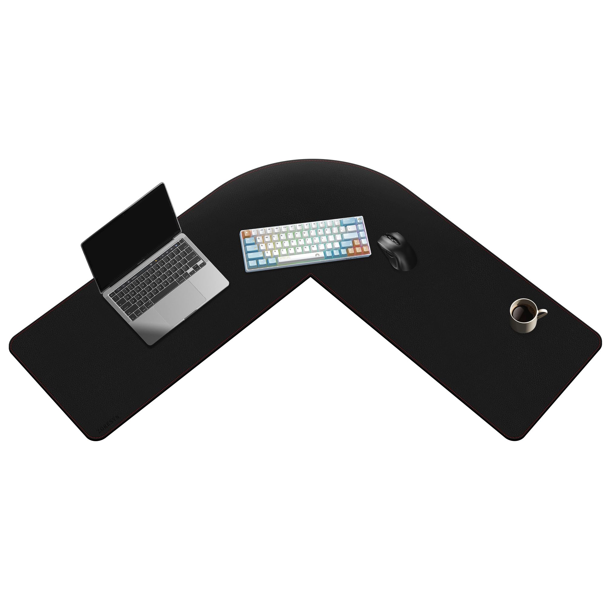 Photo 1 of ZORESYN L Shaped Desk Mat 39.4"(L) x 39.4"(S) x 13"(W), Computer Corner Desk Pad, Large Waterproof PU Leather Mouse pad for Corner Desk, Writing Desk Pad Protector - Black