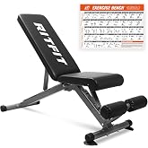 RitFit Adjustable/Foldable Utility Weight Bench for Home Gym | Incline Decline Flat, Multi-Position Backrest &amp; Seat, Full Body Strength Training with Heavy Duty Steel Frame, Foldable