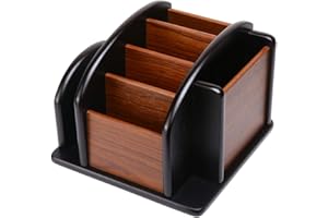 Siveit Wooden Desk Organizer, Wood Desktop Organizer Office Supplies Storage Organizer Remote Control Caddy Holder (Desk Organizer-6)