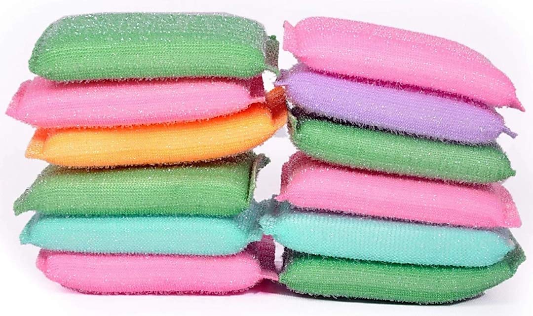 FLYMUG Kitchen Foam Sponge Wipe Scrubber Pad Brush for Cleaning Tiles,Dishes,Utensil, Drying