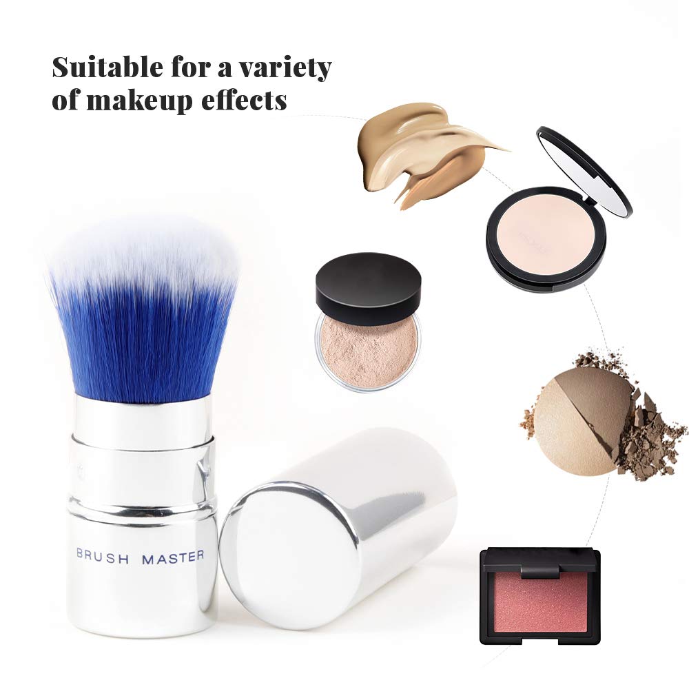 Brush Master Retractable Kabuki Makeup Brush Travel Powder Brush for Foundation, Blush, Bronzer, Concealer, Portable Brush w/ Cover: Beauty