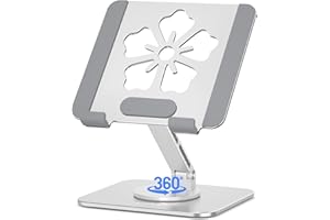 Axbima Tablet Stand for iPad, 360° Rotating Aluminum Foldable Holder – Adjustable Desk Stand | Fits iPad Pro 12.9/11, Samsung