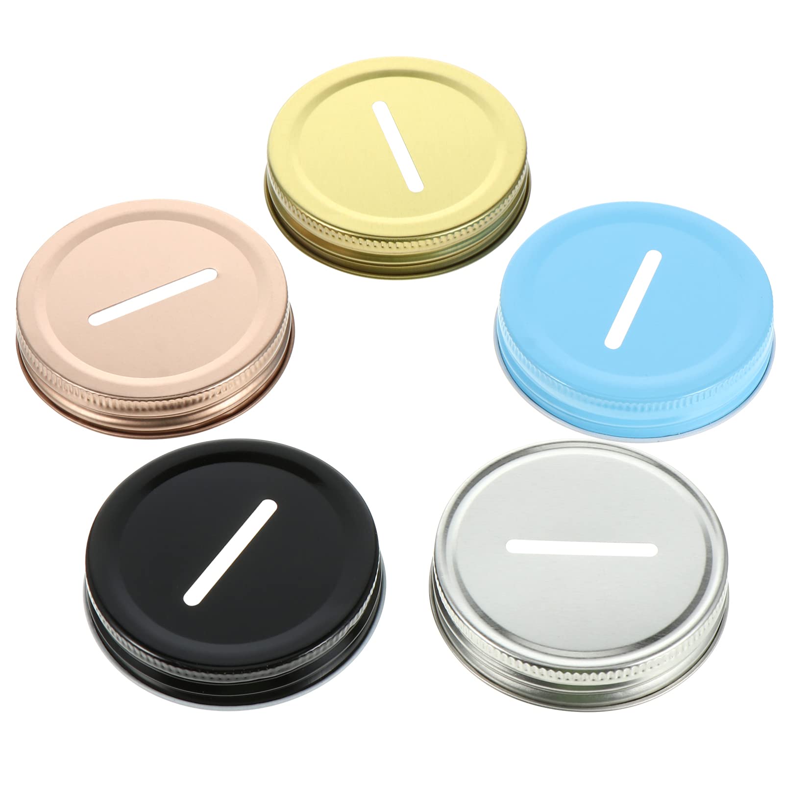 Milisten 25pcs Coin Slot Bank Lid, Mixed Color Coin Slot Lids, Resuable Lid Inserts for Regular Mouth, Canning Jars, Piggy Bank, 2. 5in