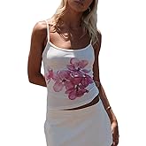 Women Y2k Vintage Floral Cami Tank Tops Spaghetti Strap Slim Fit BandeauTops Sleeveless Aesthetic Going Out Tops