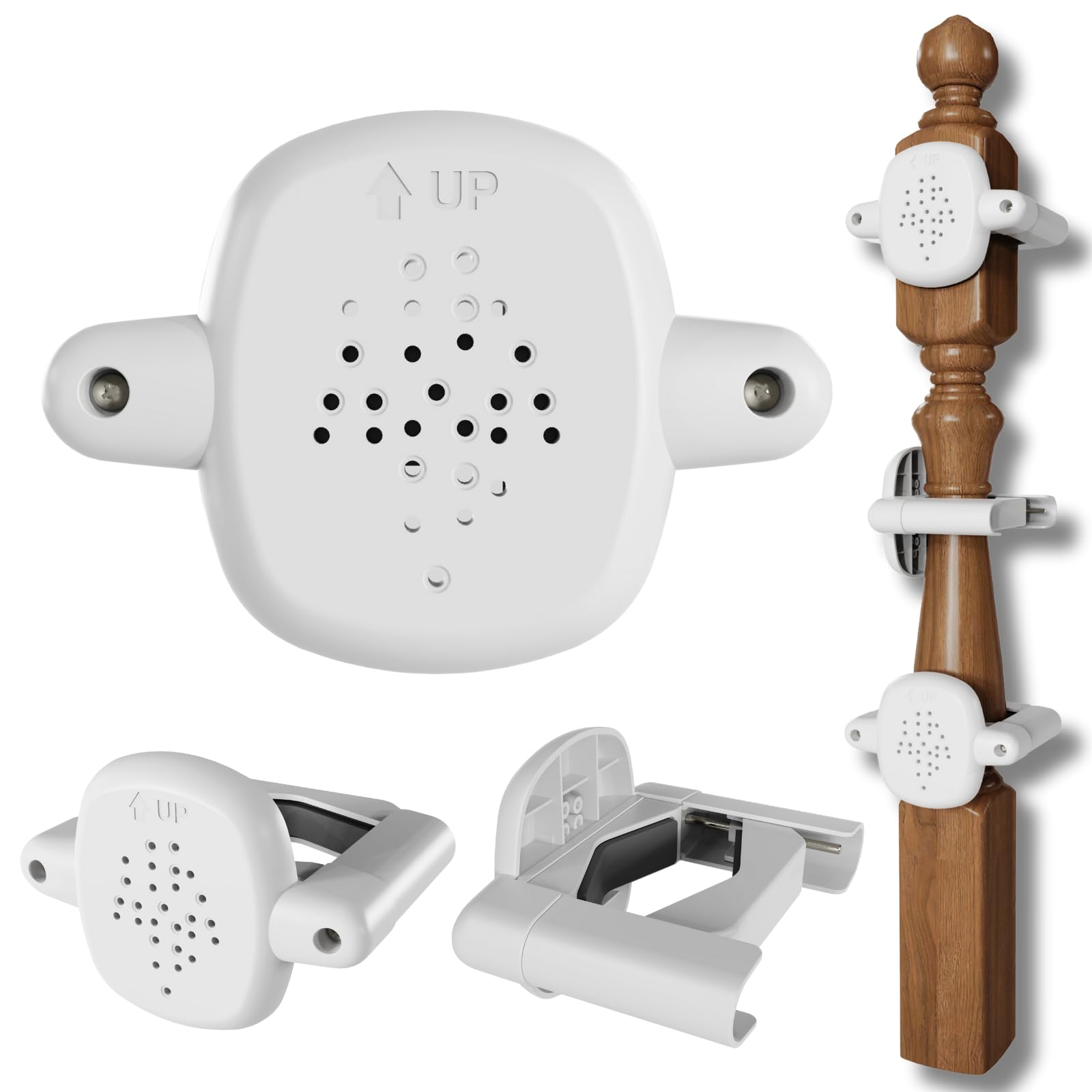 Photo 1 of ?Upgrade? 2 Pcs Baby Gate Banister Adapter – No-Drill Stair Railing Mount Kit, Fits 2–3.5? Round/Square Posts, Compatible with Baby & Pet Safety Gates,White