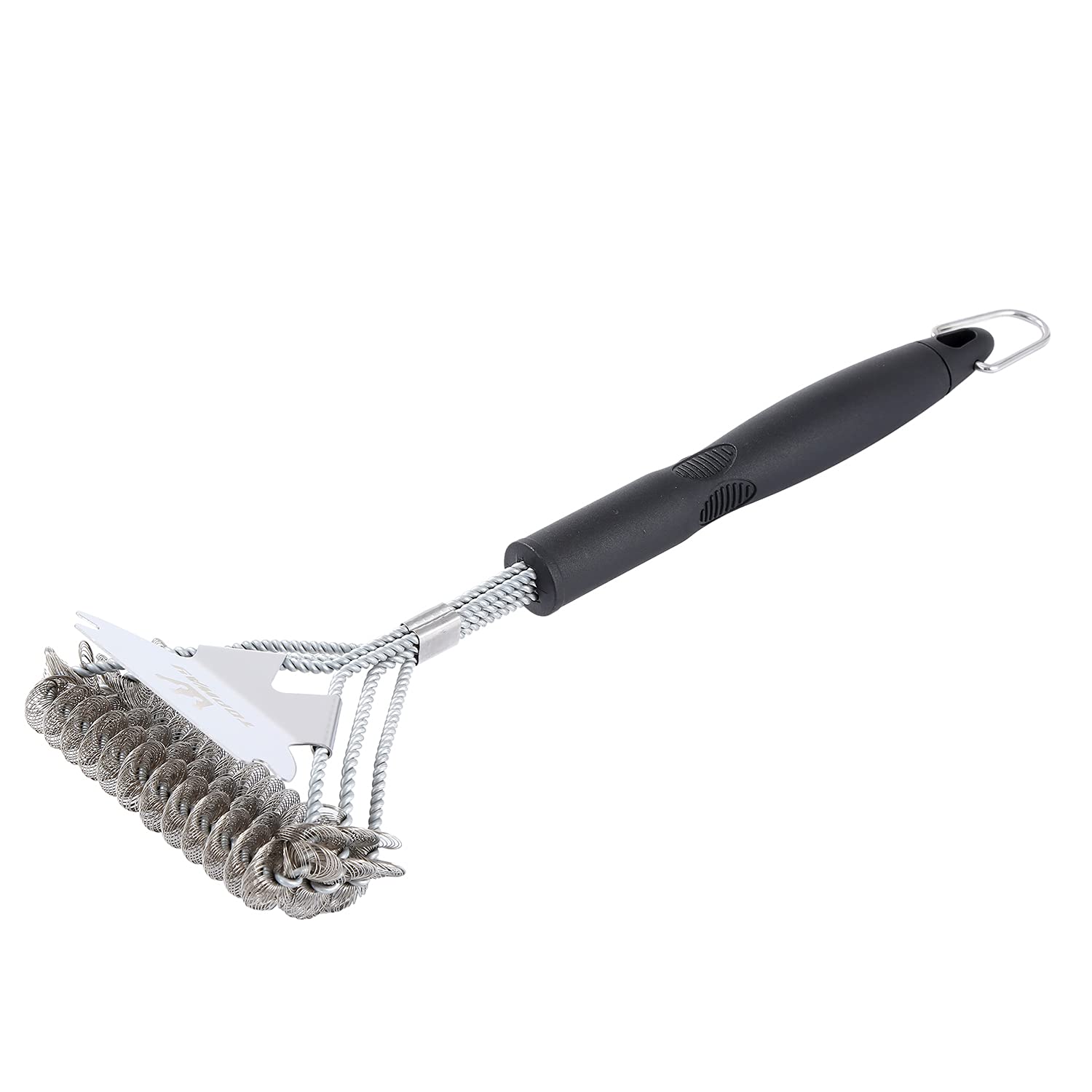 TOPWAY BBQ Cleaning Wire Brush Stainless Steel Plastic Material 3 Brushing Rows Wide with Long Handle