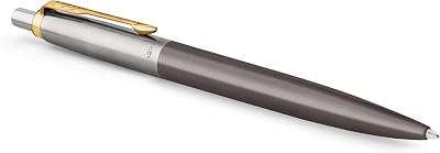 Parker Jotter XL Ballpoint Pen Grey Lacquer Gold Trims Medium Point Blue Ink