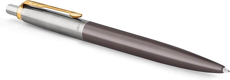 Parker Jotter XL Ballpoint Pen Grey Lacquer Gold Trims Medium Point Blue Ink