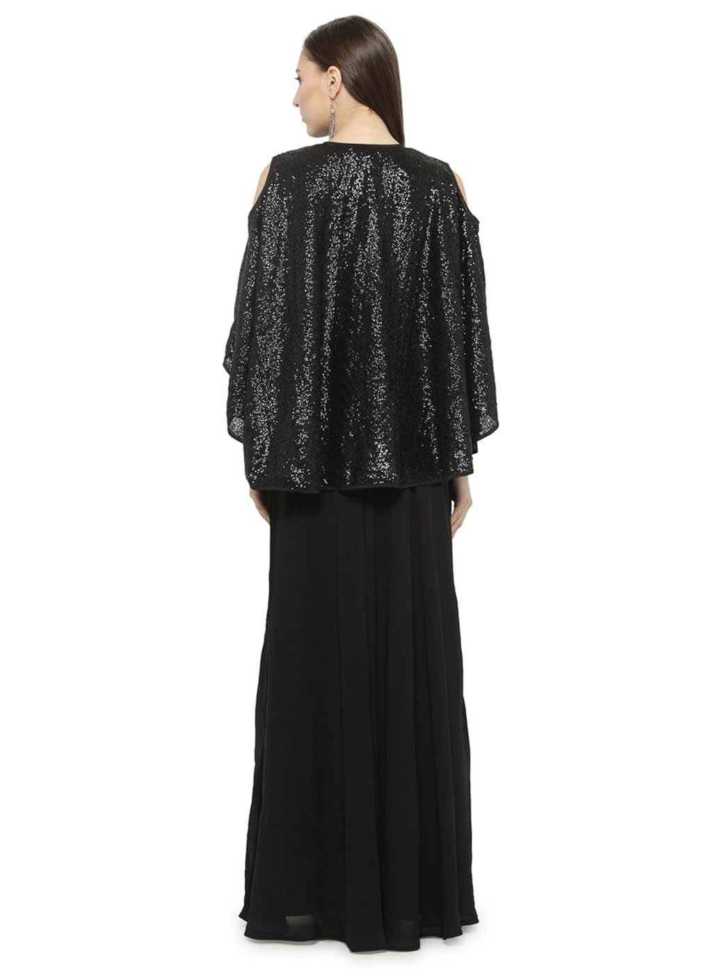 just wow black poly georgette women's dress