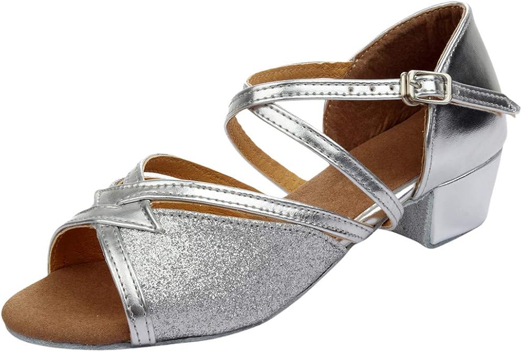 VEFSU Retro Dancing Rumba Waltz Prom Ballroom Latin Dance Shoes for Women Round Toe Sandals