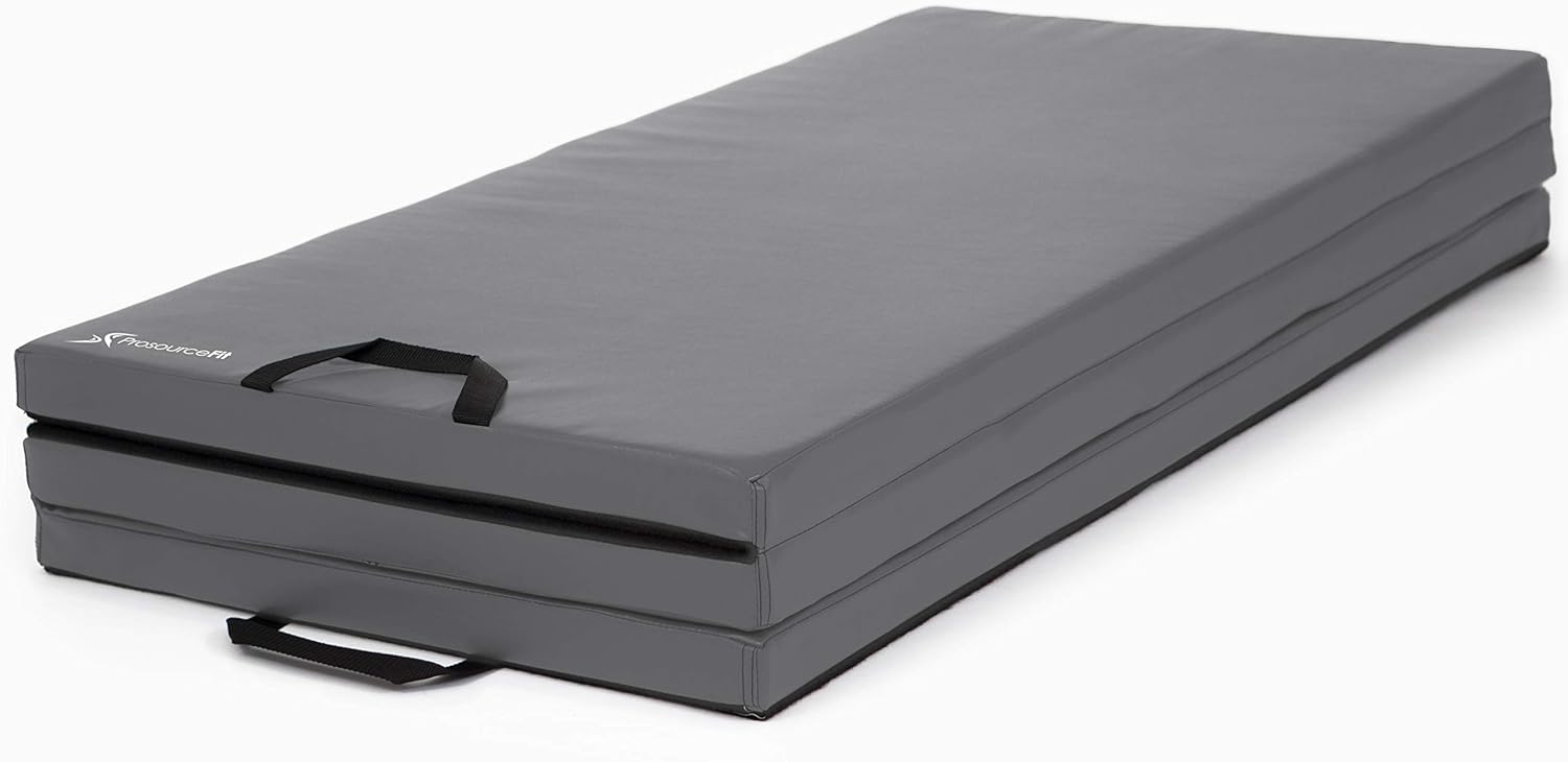 ProSource Tri-Fold Folding Thick Exercise Mat 6’x4’ with Carrying Handles for Tumbling, Martial Arts, Gymnastics, Stretching, Core Workouts : Sports & Outdoors