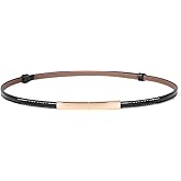 JASGOOD Women's Skinny Leather Belt Patent Ladies Thin Waist Belt for Dress with Metal Buckle
