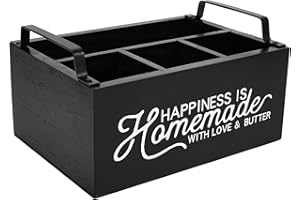 ZFLYCANP Wooden Kitchen Utensil Holder, Wood Utensil Organizer, Wooden Storage Utensil Organizer, Natural Wood, 4 Compartment