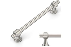Amerdeco 10 Pack Brushed Satin Nickel Cabinet Pulls 5 Inch(128mm) Hole Center Drawer Pulls Cabinet Hardware Kitchen Cabinet Handles for Bathroom Dresser Pulls ZH0069
