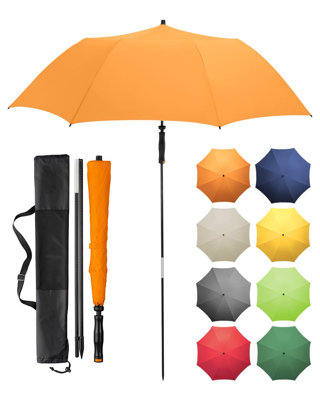 FARE Travelmate Camper Travel Parasol - Lightweight & Compact, UV Protection UPF50+, Ideal for Travel, Beach, Outdoor & Camping - Can be Used as an Umbrella, orange, 147 cm Durchmesser und 7 cm Länge