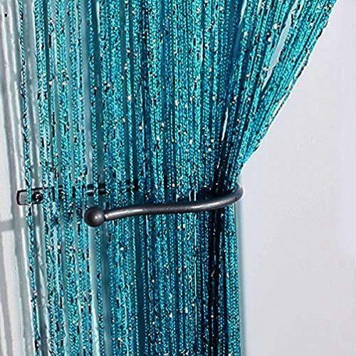 AMSS1 Piece Sparkle Drop Hanging String Curtain Panel Room Divider Shinning Beaded 2.9m Width x 2.9m Drop (Blue)