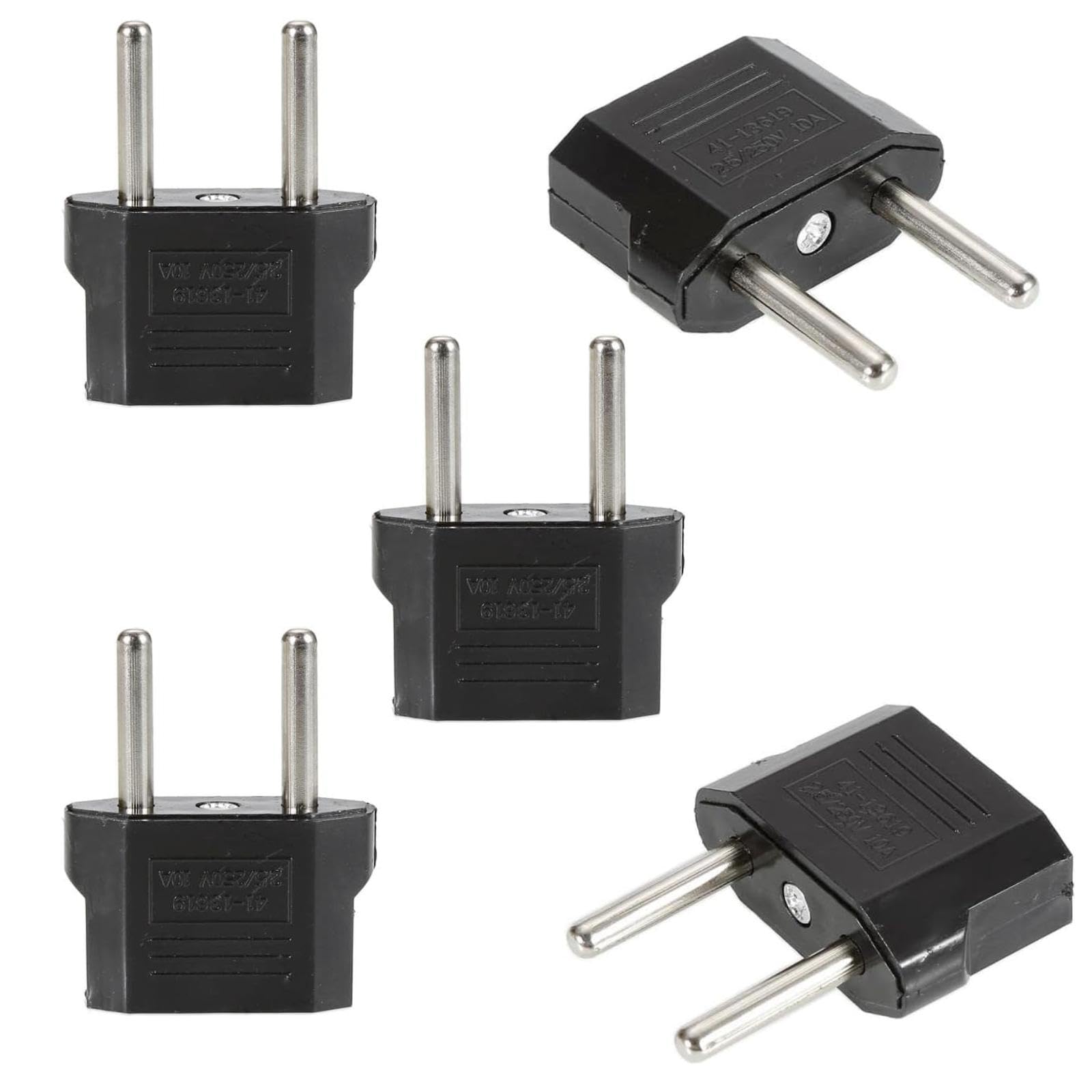 5Pcs Black Us To Euro Conversion Plug Adapter American European Travel Adapter Charger Conversion Adapter European Charging Adapter Charging Essentials Nice And Attractive International Adapters