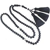 beirunde Muslims Islamic Dhikr Tasbeeh Tasbih Prayer Beads, 99 Black agate Stone Beads with Tassel