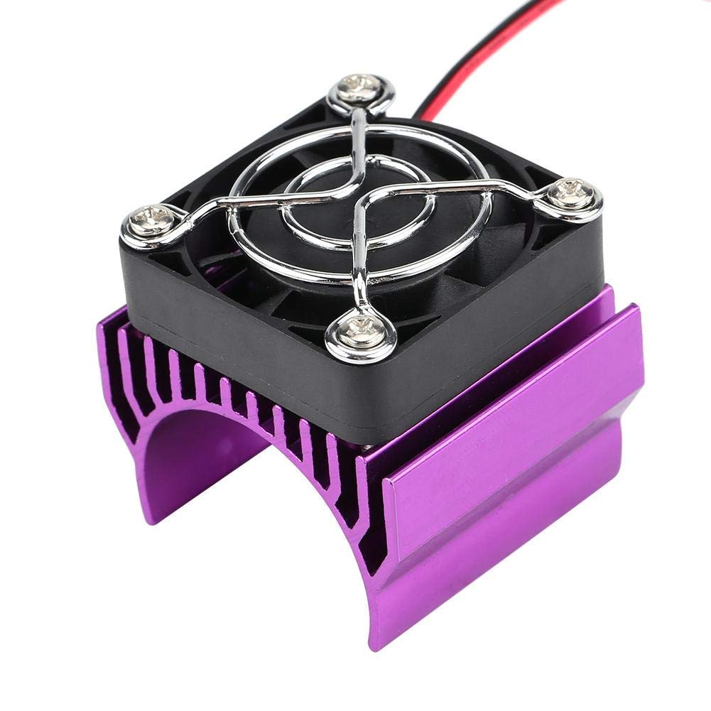 Dilwe 540/550 / 3650 Motor Heat Sink with Cooling Fan, Heat Sink Accessory for 1/10 Scale Electric RC Car Motor(Purple)