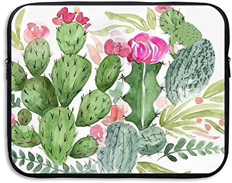 Summer Moon Fire Business Briefcase Sleeve Cactus Watercolor Pattern Laptop Sleeve Case Cover Handbag For 13 Inch Macbook Pro/Macbook Air/Asus/Dell/Lenovo/Hp/Samsung/Sony