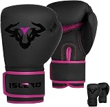Islero Fitness Kids Boxing Gloves Pink 4 OZ Matte Black Junior MMA Gloves