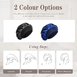 SWEET VIEW Silk Bonnet Hair Wrap for Sleeping 2 Pack Black Navy Elastic 19-24in view 3