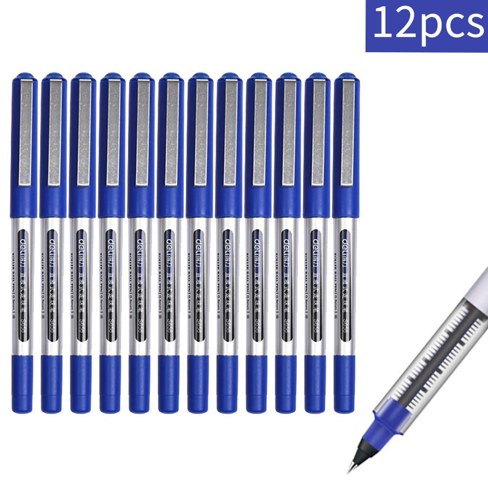 Deli 0.5mm liquid ink gel pen 12 pack,black,red,blue (blue) Office Products