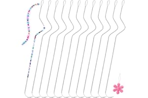 GarfxG 12 PCS Bead Spinner Needles 7.48 Inches Big Eye Curved Seed Beading Needles, Stainless Beading Needles for Bracelet Necklace Jewelry Making (Ergonomic Arc Design)