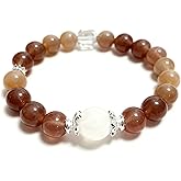 Grephanie Fuo Natural Gemstone Bead Stretch Bracelet, Yoga Beaded Bracelet For Stress Relieve, Soothing Stretchable Elastic Bracelet for Women, Impeccable Gift for Birthday Valentine's Day